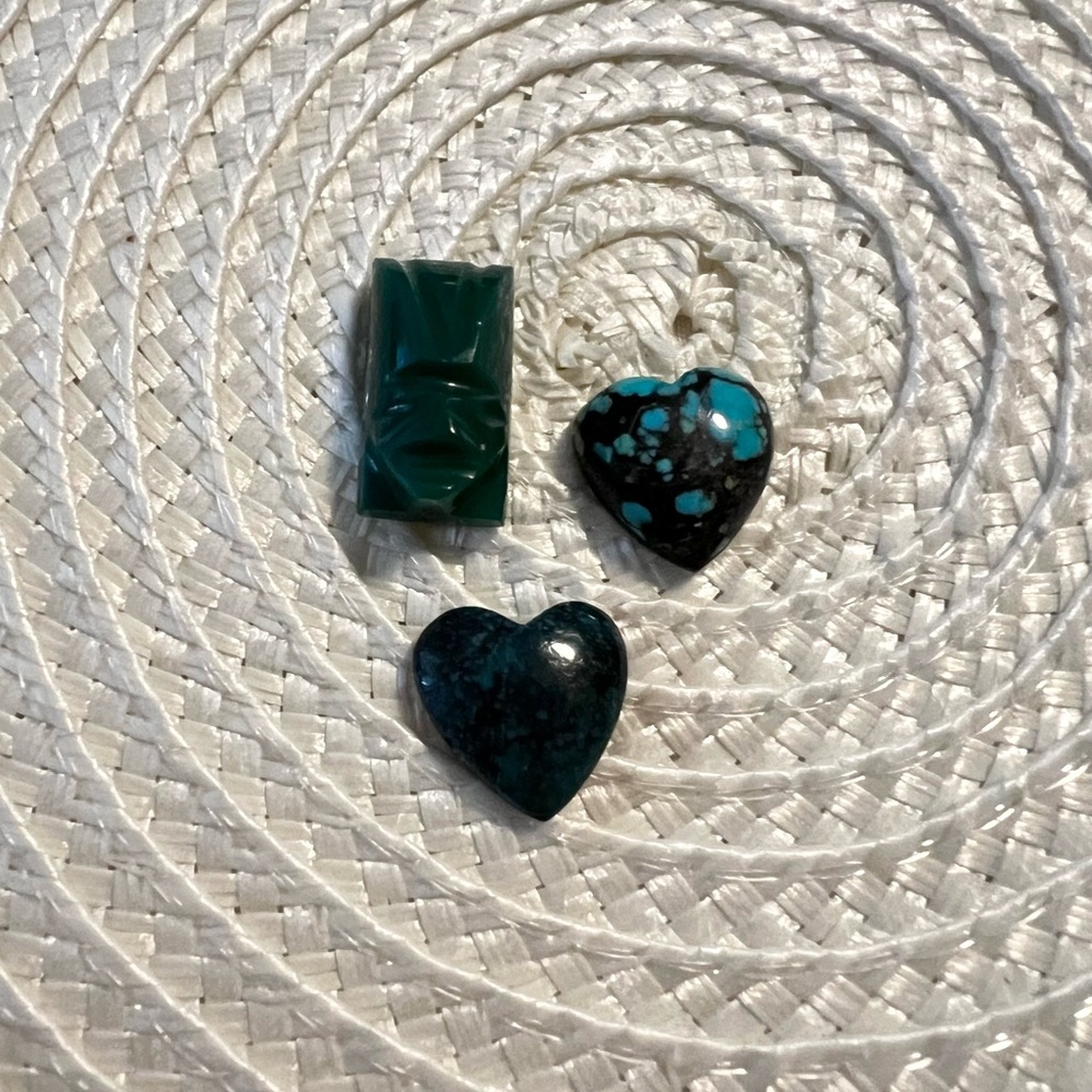 Genuine Jade, Turquoise n Chrysocolla Cabochon Jewelry Making Set